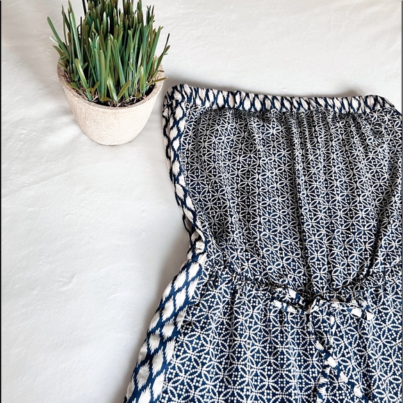 SOLD. ANGIE Medium Blue Boho Strapless Romper - Picture 7 of 13